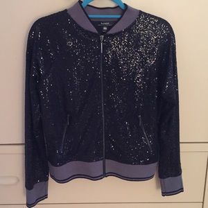 Kenzie glitter varsity jacket